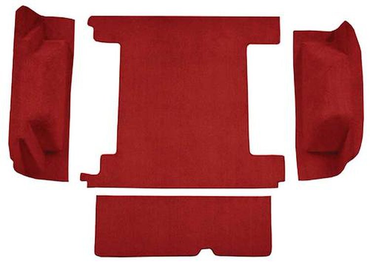F9310902 1974-76 Ford Bronco w/ 2 Gas Tanks & Tailgate Lock; Cargo Area; Molded; Cutpile Carpet; Kit; Red
