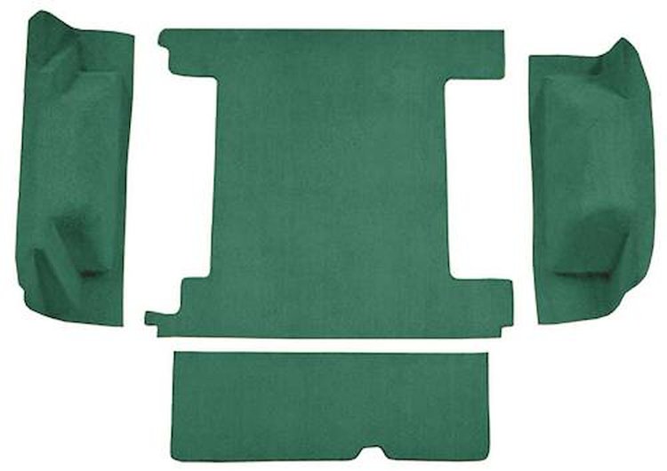 F9310914 1974-76 Ford Bronco w/ 2 Gas Tanks & Tailgate Lock; Cargo Area; Molded; Cutpile Carpet; Kit; Light Jade Green