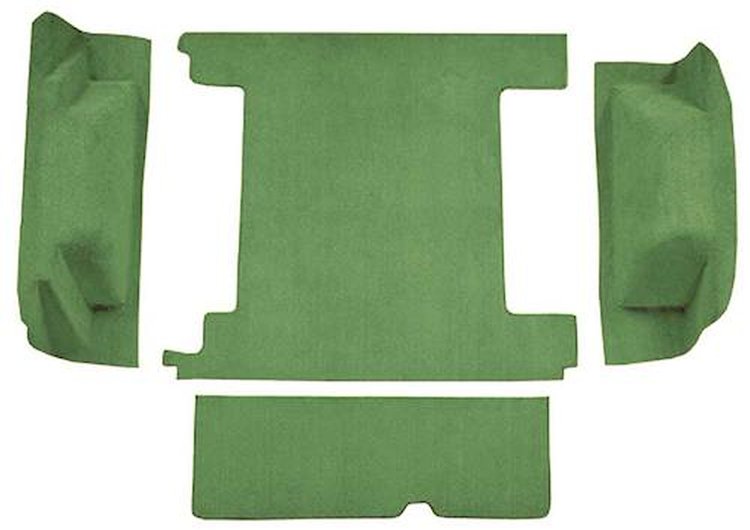 F9310939 1974-76 Ford Bronco w/ 2 Gas Tanks & Tailgate Lock; Cargo Area; Molded; Cutpile Carpet; Kit; Willow Green