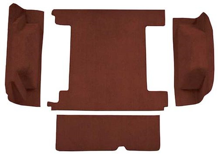 F9310975 1974-76 Ford Bronco w/ 2 Gas Tanks & Tailgate Lock; Cargo Area; Molded; Cutpile Carpet; Kit; Claret/Oxblood