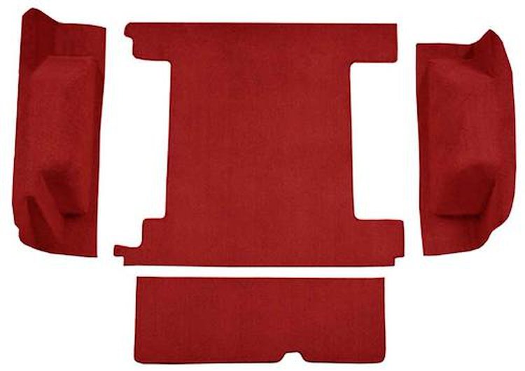 F9312102 1966-73 Ford Bronco w/ 1 Gas Tank & Tailgate Lock; Cargo Area; Loop Carpet; Kit; Red