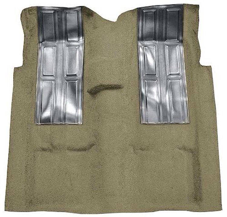 F9449244 1972-73 Ford Ranchero GT 4-Speed; Loop Carpet; Kit w/ 2; Black Inserts; Fawn Sandalwood