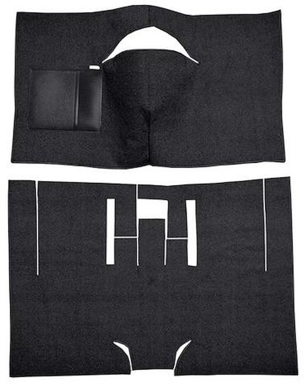 F9738001 1962 Ford Fairlane 2-Door Coupe Bucket Seat w/ Console Cut & Sewn; Loop Carpet; Kit; Black