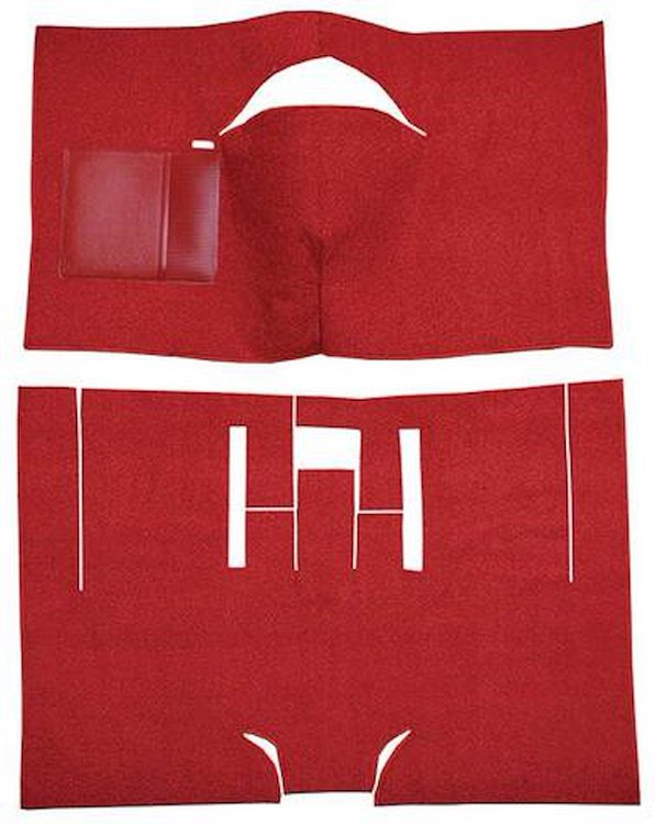 F9738002 1962 Ford Fairlane 2-Door Coupe Bucket Seat w/ Console Cut & Sewn; Loop Carpet; Kit; Red