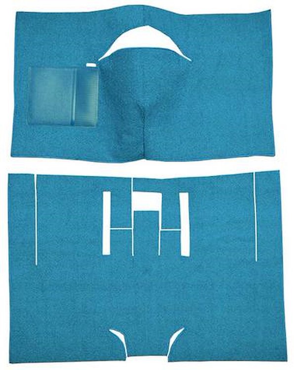 F9738041 1962 Ford Fairlane 2-Door Coupe Bucket Seat w/ Console Cut & Sewn; Loop Carpet; Kit; Medium Blue