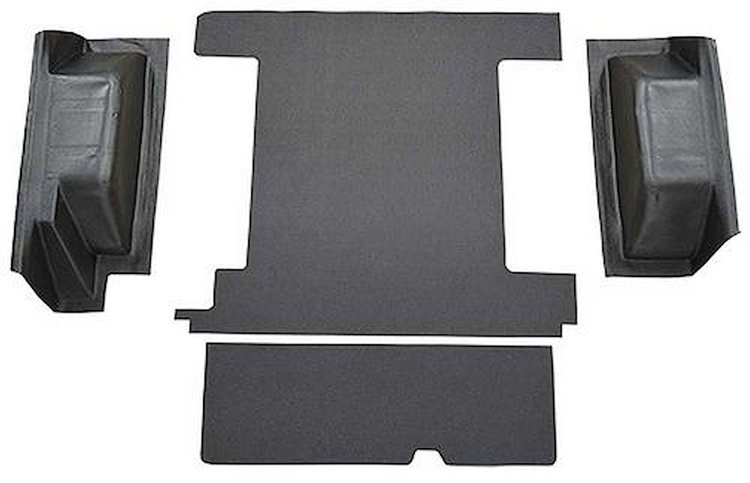 F9759001 1966-76 Ford Bronco w/ 1 Gas Tank & Tailgate Lock - Cargo Area Vinyl Flooring Kit - Black