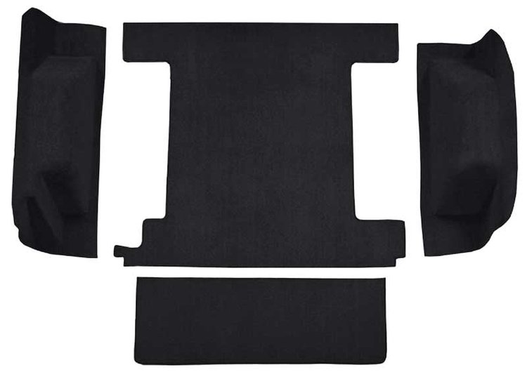 F9763101 1974-76 Ford Bronco w/ 1 Gas Tank w/o Tailgate Lock; Cargo Area; Molded; Cutpile Carpet; Kit; Black