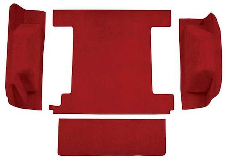 F9763102 1974-76 Ford Bronco w/ 1 Gas Tank w/o Tailgate Lock; Cargo Area; Molded; Cutpile Carpet; Kit; Red