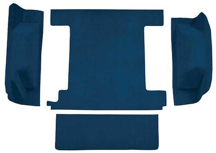 F9763108 1974-76 Ford Bronco w/ 1 Gas Tank w/o Tailgate Lock; Cargo Area; Molded; Cutpile Carpet; Kit; Blue