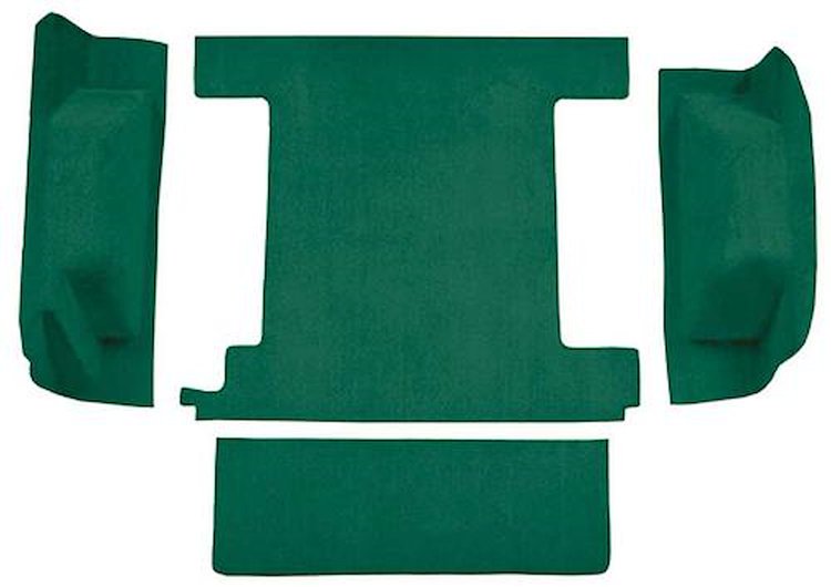F9763114 1974-76 Ford Bronco w/ 1 Gas Tank w/o Tailgate Lock; Cargo Area; Molded; Cutpile Carpet; Kit; Light Jade Green