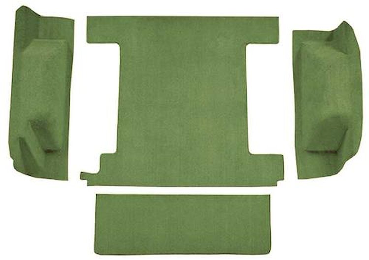 F9763139 1974-76 Ford Bronco w/ 1 Gas Tank w/o Tailgate Lock; Cargo Area; Molded; Cutpile Carpet; Kit; Willow Green