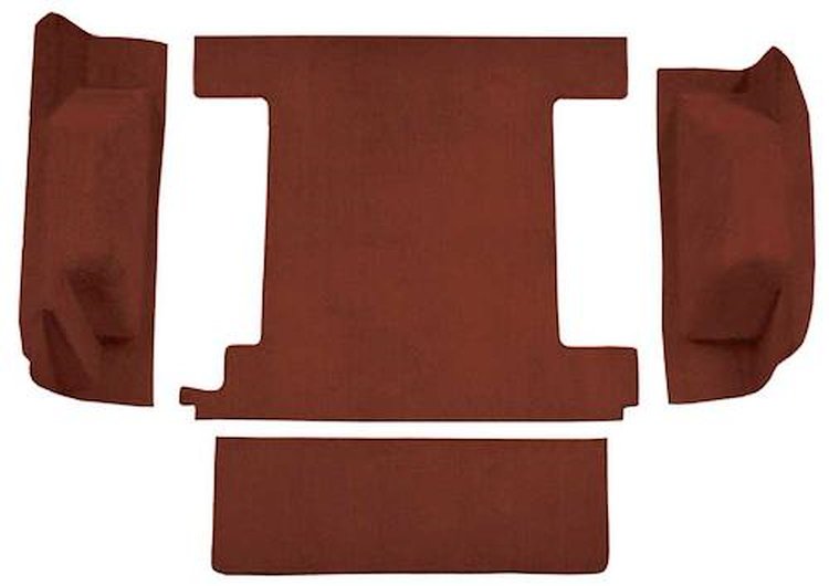 F9763175 1974-76 Ford Bronco w/ 1 Gas Tank w/o Tailgate Lock; Cargo Area; Molded; Cutpile Carpet; Kit; Claret/Oxblood