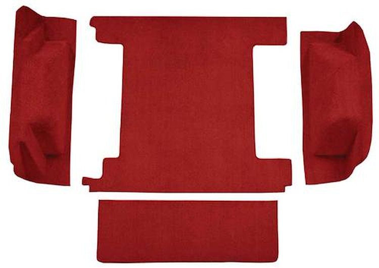 F9763402 1974-76 Ford Bronco w/ 2 Gas Tanks w/o Tailgate Lock; Cargo Area; Molded; Cutpile Carpet; Kit; Red