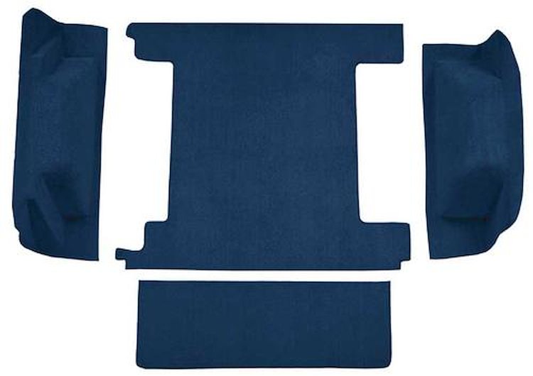 F9763408 1974-76 Ford Bronco w/ 2 Gas Tanks w/o Tailgate Lock; Cargo Area; Molded; Cutpile Carpet; Kit; Blue
