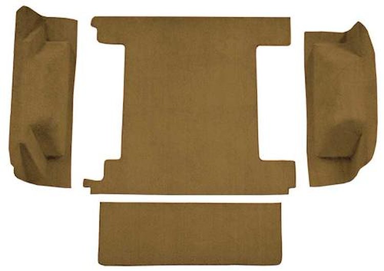 F9763437 1974-76 Ford Bronco w/ 2 Gas Tanks w/o Tailgate Lock; Cargo Area; Molded; Cutpile Carpet; Kit; Buckskin