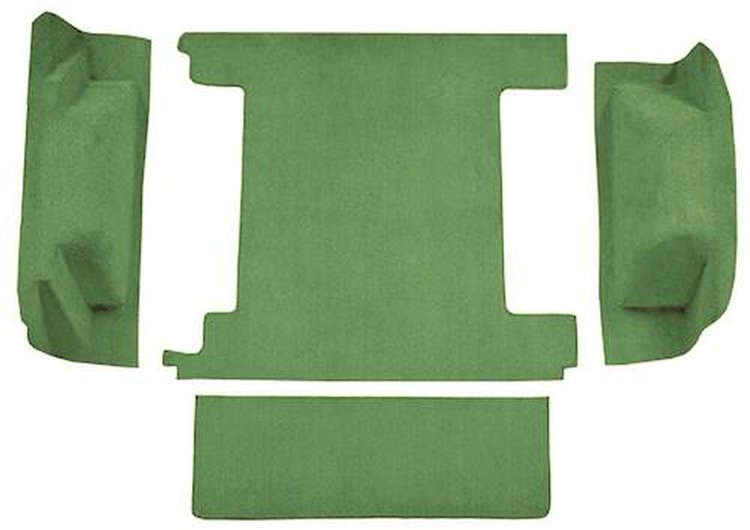 F9763439 1974-76 Ford Bronco w/ 2 Gas Tanks w/o Tailgate Lock; Cargo Area; Molded; Cutpile Carpet; Kit; Willow Green