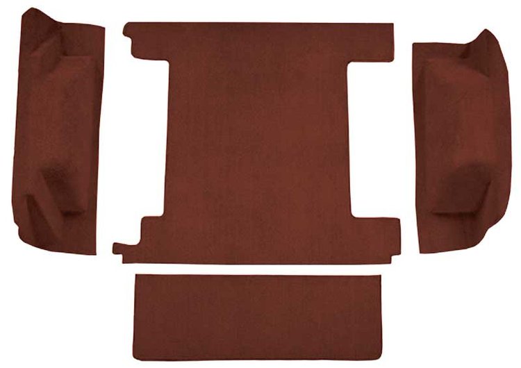 F9763475 1974-76 Ford Bronco w/ 2 Gas Tanks w/o Tailgate Lock; Cargo Area; Molded; Cutpile Carpet; Kit; Claret/Oxblood