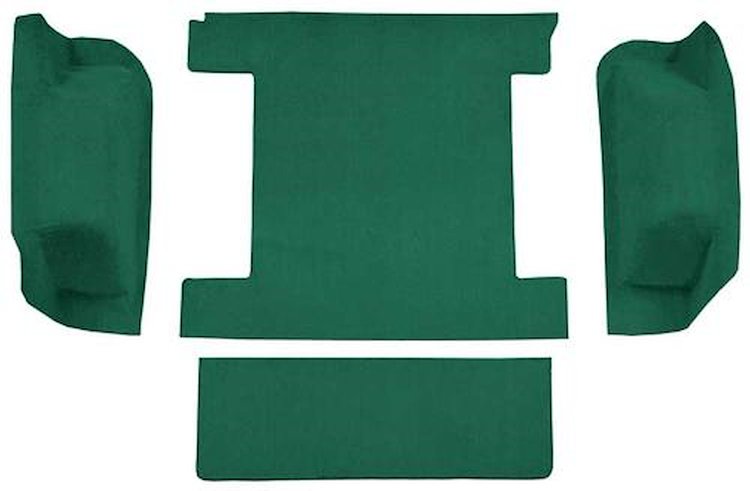 F9763614 1977 Ford Bronco w/o Tailgate Lock; Cargo Area; Molded; Cutpile Carpet; Kit; Light Jade Green