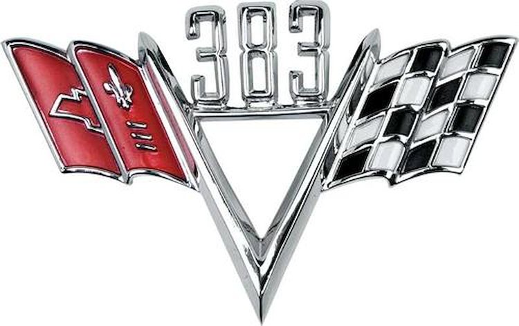 FE383 383 Crossed Flags, Front Fender Emblem
