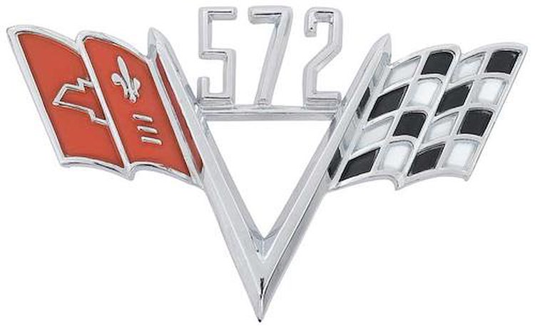 FE572 572 Crossed Flags; Front Fender Emblem