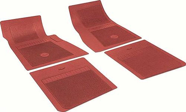 FP73002 Bow Tie Floor Mat Set 1967-74 Impala, Bel Air, Caprice; 1969-81 Blazer; Red; Set of 4