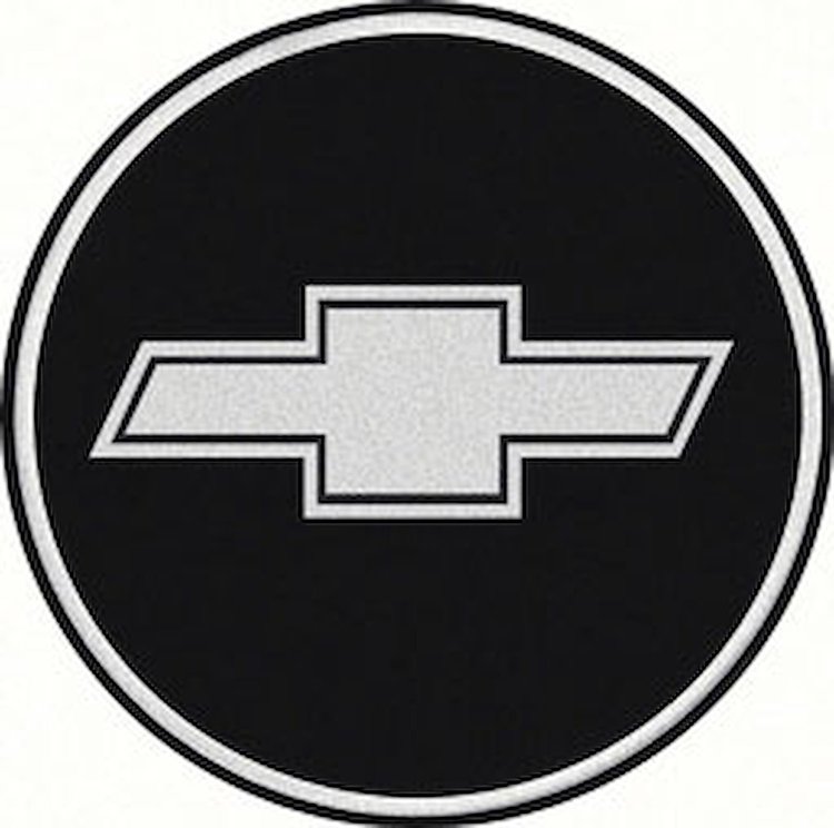 GTA Wheel Center Cap Emblem Bow Tie 2-1/8 Chrome Logo/Black Background