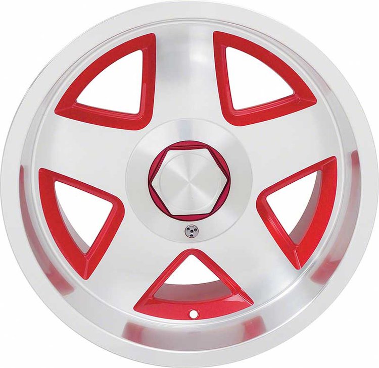 K151802RD 5-Spoke Aluminum Wheel Set With Red Accents 1982-02 Camaro/Firebird R15 Style 17" x 9.5"