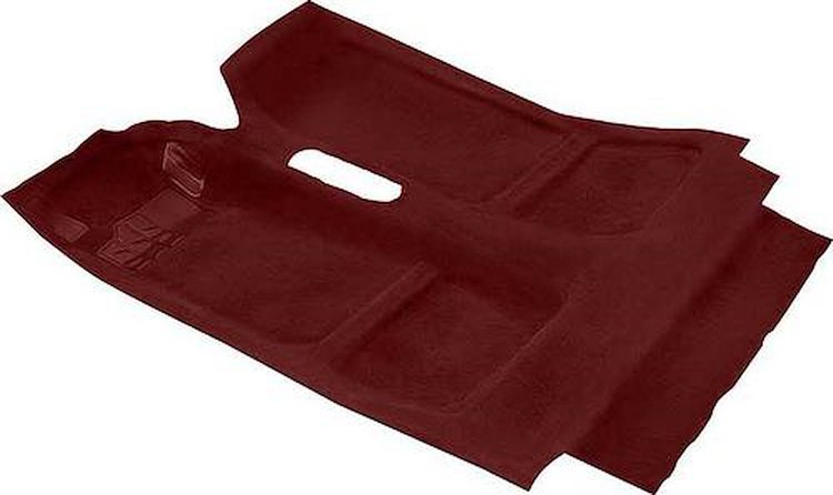 K49521 1986-88 Camaro, Firebird; Passenger Area Molded Carpet Set; Cut Pile; Mass Backing; with Console; Oxblood