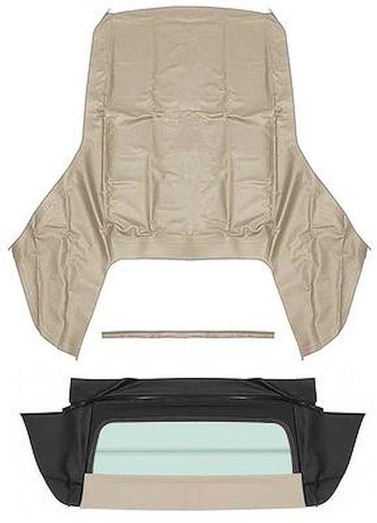 K57028 1967-69; Camaro/Firebird; ConvertibleTop Set; With Hinged 2-Piece Folding Glass Window; Vinyl; Beige