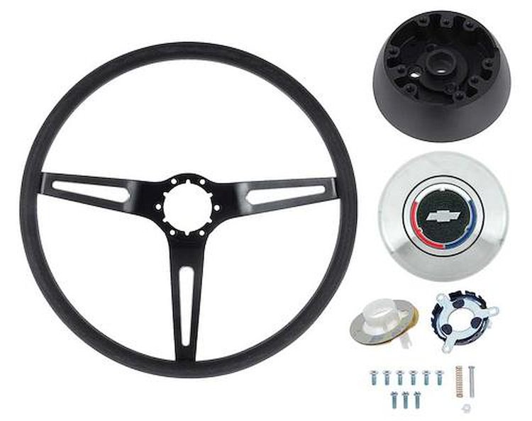 K620B Comfort Grip Steering Wheel Kit 1969-72; with Tilt Wheel; Black Spokes- Black Grip