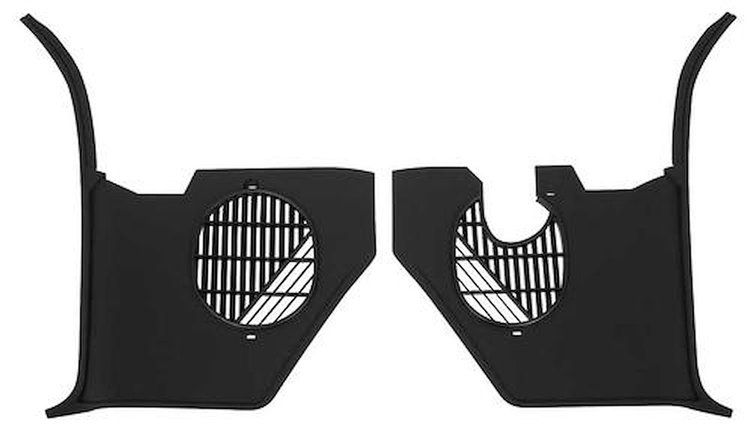 K669 Interior Kick Panels-1965-66 Impala, Bel Air, Biscayne, Caprice; with Air Conditioning; Black; Pair