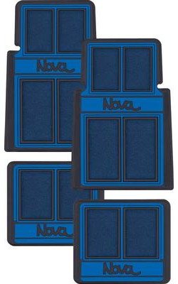 K75908 1962-79 Nova; Floor Mat Set; with Nova Script; Front and Rear; Blue; 4 Piece Set