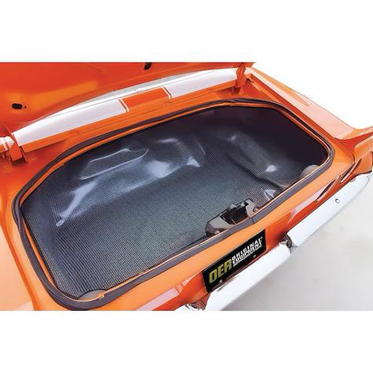 K76001A 1970-73 Camaro, Firebird Vinyl Trunk Mat, Houndstooth Pattern, Gray & White
