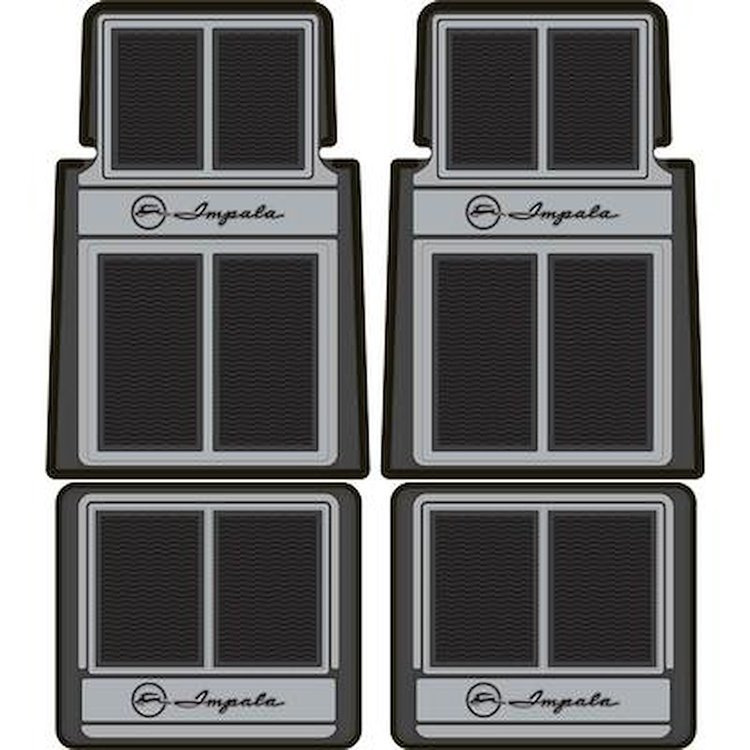 K76101 1958-96 Chevrolet Impala; Floor Mat Set; in.Impala in. Script; Front & Rear; Black; 4 Piece Set