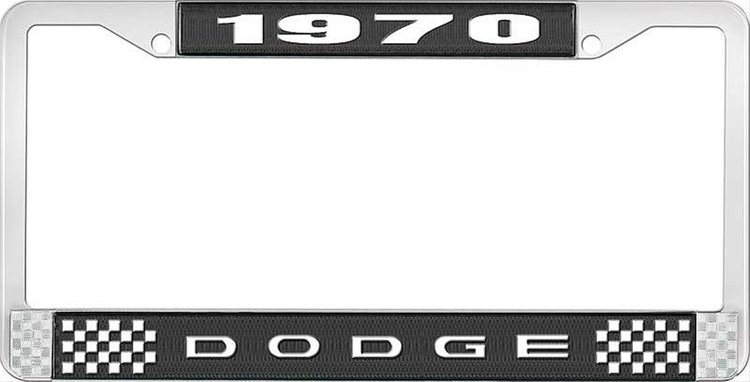1970 Dodge License Plate Frame - Black & Chrome with White Lettering
