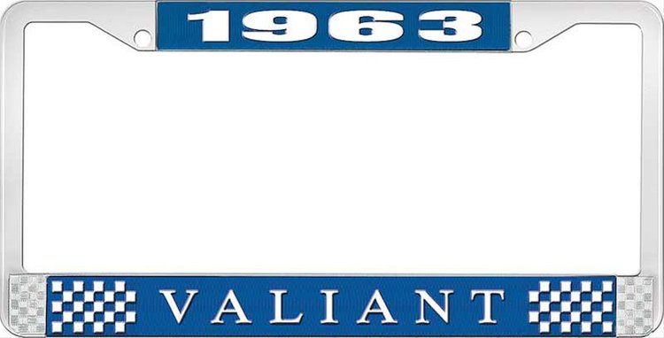 1963 Valiant License Plate Frame - Blue
