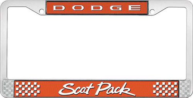 LF152095 License Plate Frame Hemi Orange Dodge Scat Pack