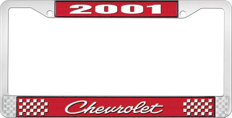 Chevrolet Red And Chrome License Plate Frame With White Lettering