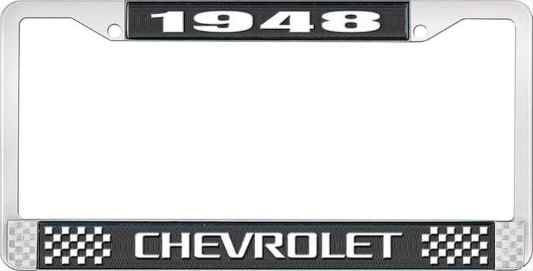 1948 Chevrolet Black And Chrome License Plate Frame With White Lettering