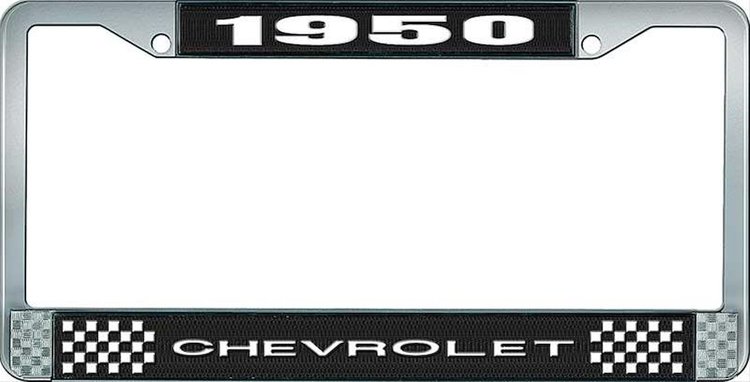 1950 Chevrolet Black And Chrome License Plate Frame With White Lettering