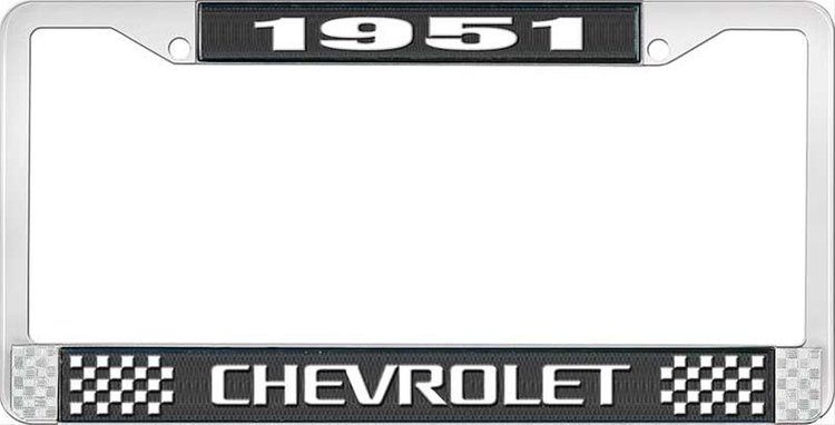 1951 Chevrolet Black And Chrome License Plate Frame With White Lettering