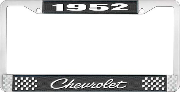 1952 Chevrolet Black And Chrome License Plate Frame With White Lettering