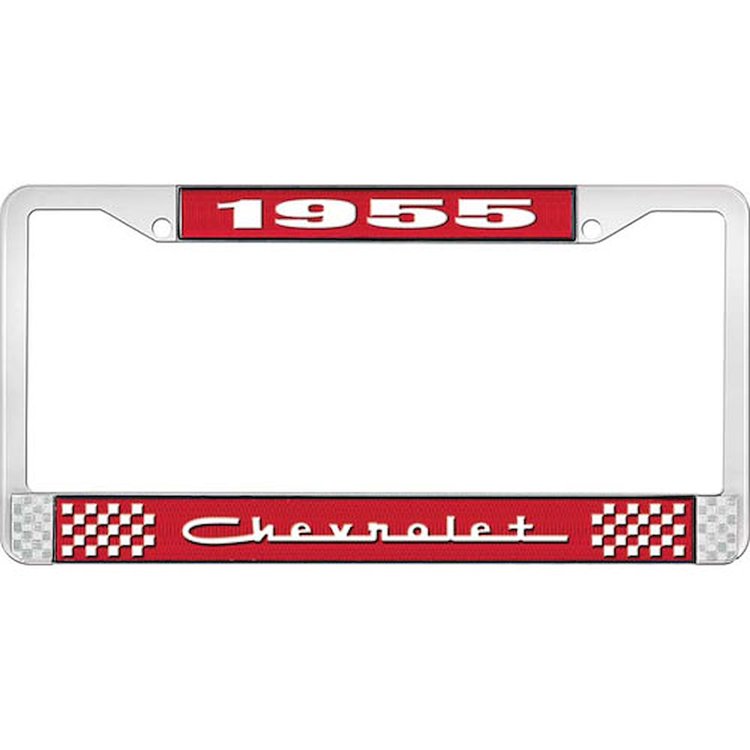 1955 Chevrolet License Plate Frame Red/Chrome