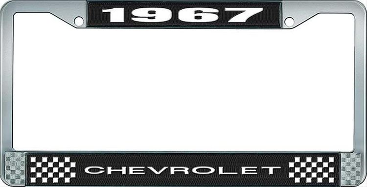 Chevrolet Black And Chrome License Plate Frame With White Lettering
