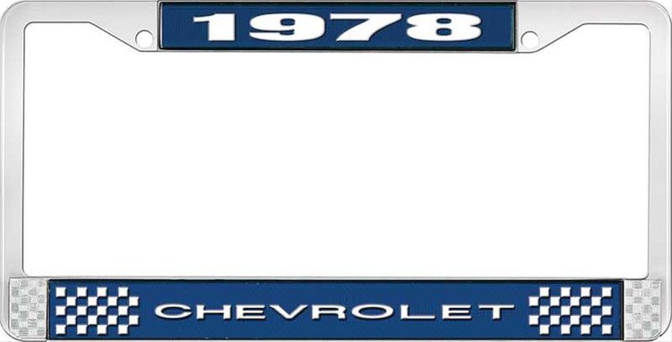 1978 Chevrolet Blue And Chrome License Plate Frame With White Lettering