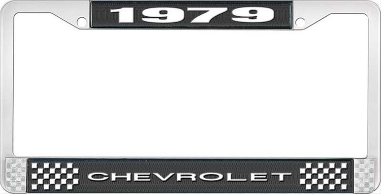 1979 Chevrolet Black And Chrome License Plate Frame With White Lettering