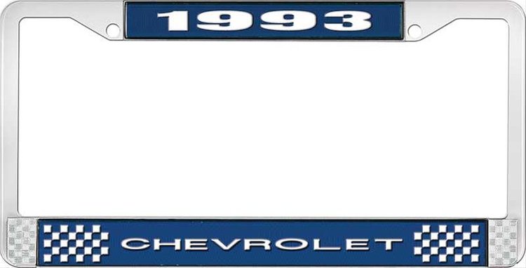 1993 Chevrolet Blue And Chrome License Plate Frame With White Lettering