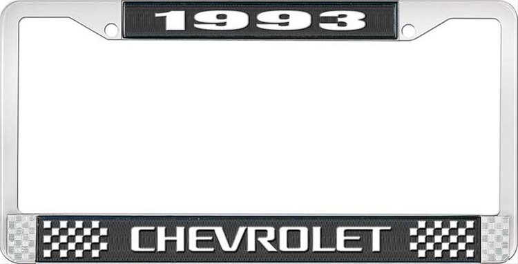 1993 Chevrolet Black And Chrome License Plate Frame With White Lettering