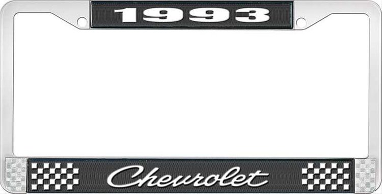 1993 Chevrolet Black And Chrome License Plate Frame With White Lettering