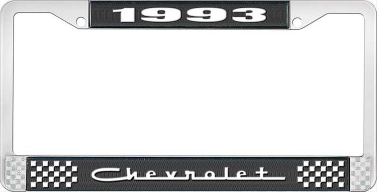 1993 Chevrolet Black And Chrome License Plate Frame With White Lettering
